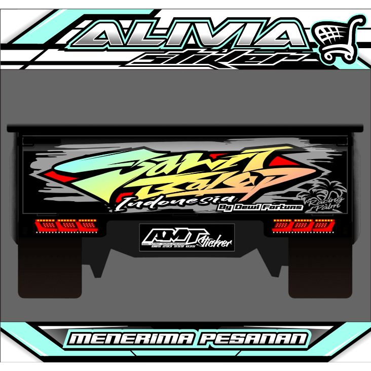 Stiker Decal Bak Belakang Pick Up Tulisan Cutting Hologram L300 - Stiker Bisa Custome Design