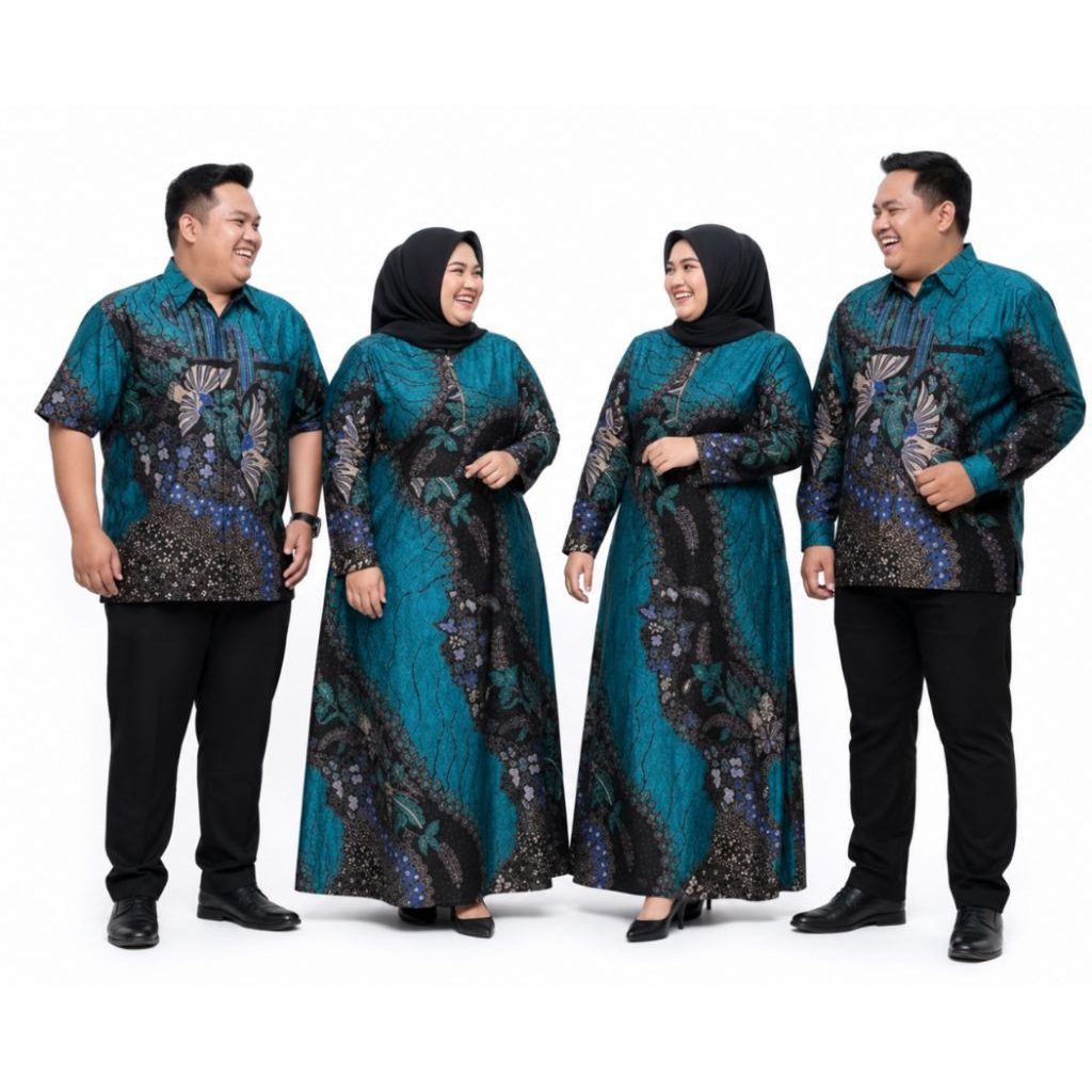 GAMIS COUPLE TOSCA SARIMBIT GAMIS HIJAU TOSCA BATIK JUMBO BUSANA MUSLIM