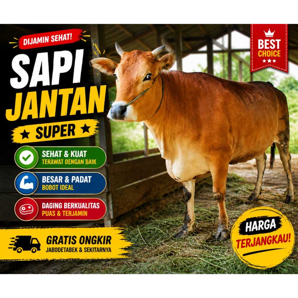 HEWAN QURBAN SAPI SEHAT ISTIMEWA FREE ONGKIR DAN PERAWATAN KHUSUS JABODETABEK UWAIS QURBAN