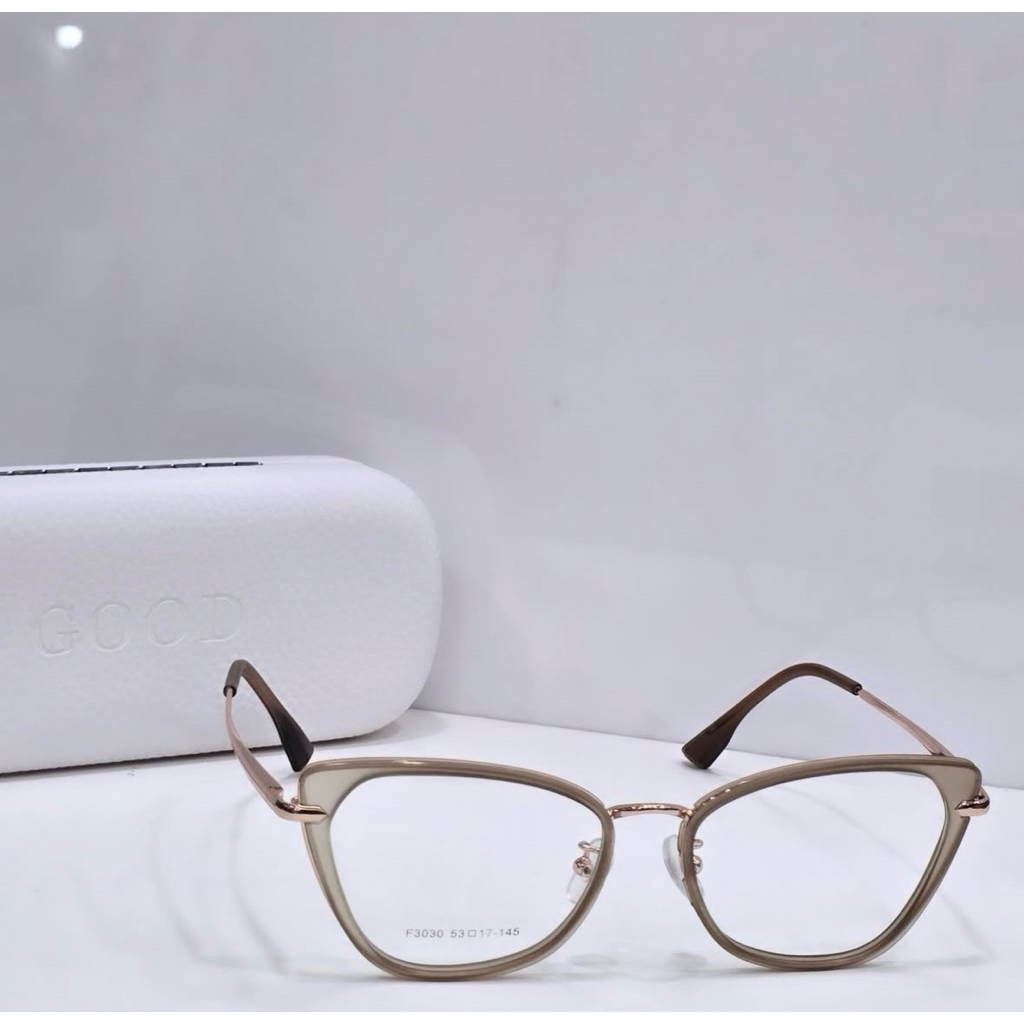 Frame Kacamata Cat Eye Transparan Wanita Frame Besi Ringan F3030