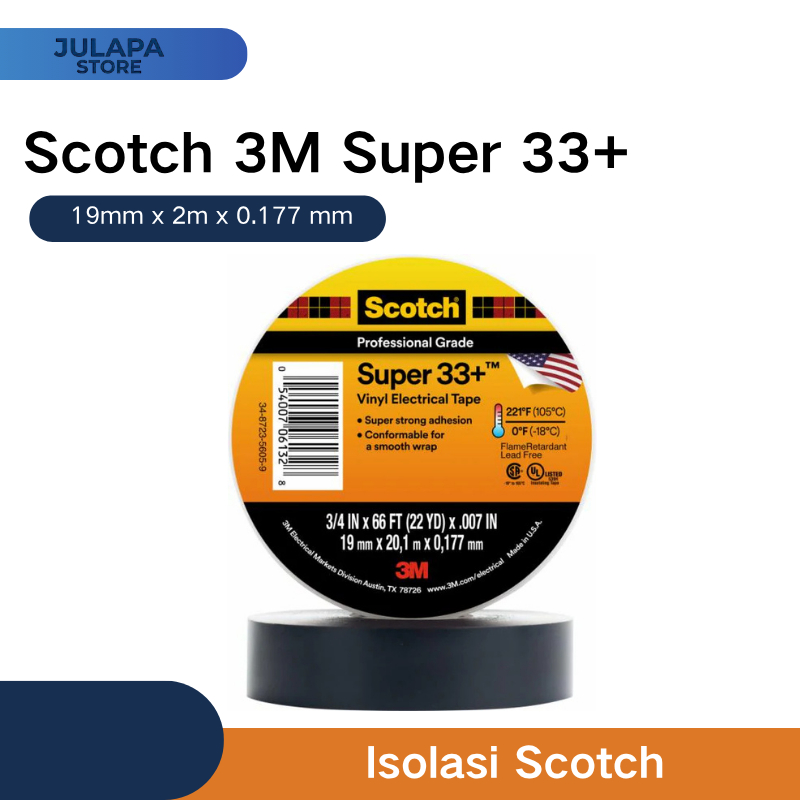 Isolasi Scotch 3M Super 33+ Asli // 3M 33+ // Isolasi listrik 3M 33+ // 3m scotch 33+ original