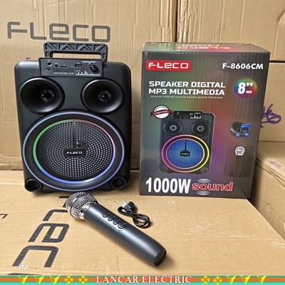 Speaker Bluetooth Free Mic Karaoke Tanpa Kabel Suara Jernih Ukuran 8inch Super Bass FLECO F-8606 CM 