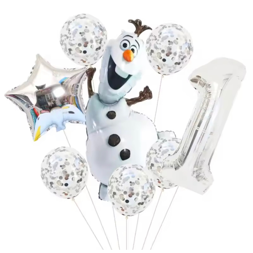 Set paket balon foil angka 80cm warna silver karakter frozen olaf boneka salju jumbo hiasan dekorasi