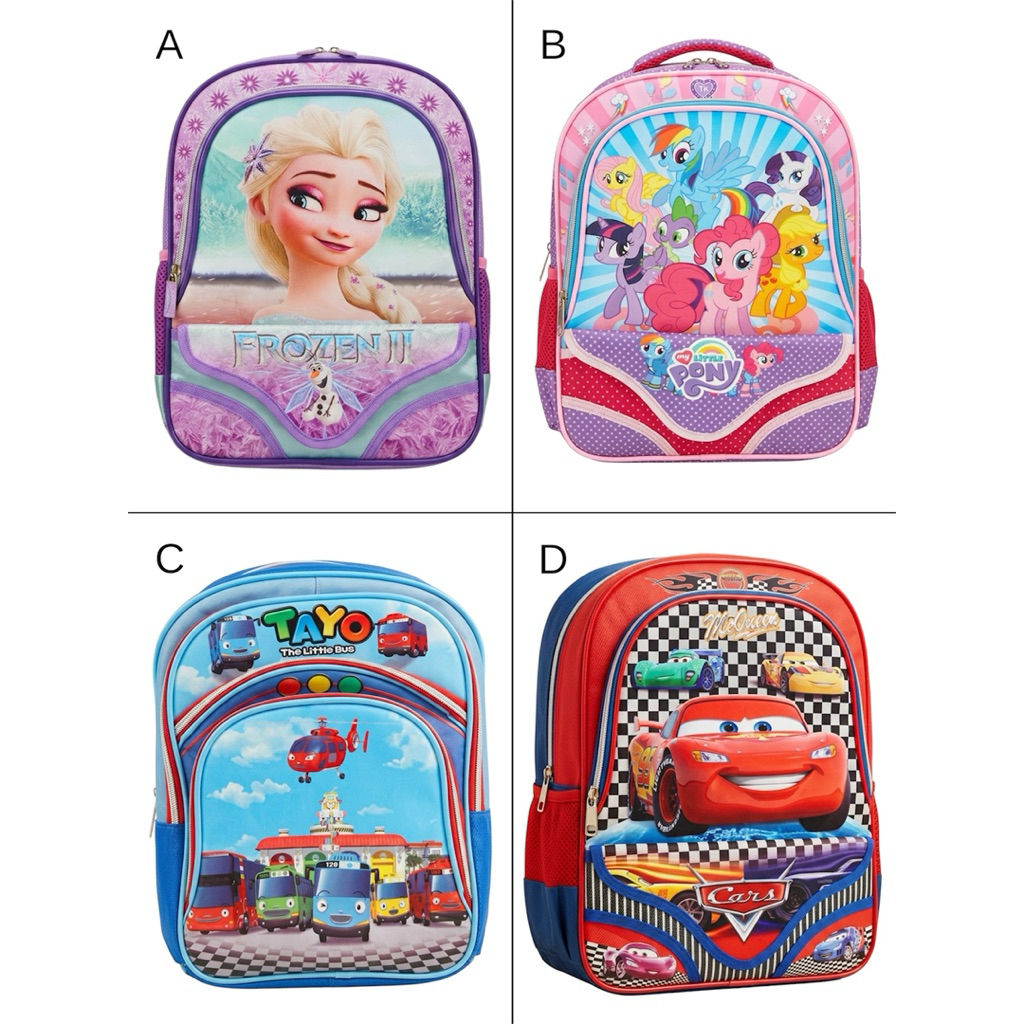 12inch School Bag character / ransel Backpack cars frozen my little pony tayo