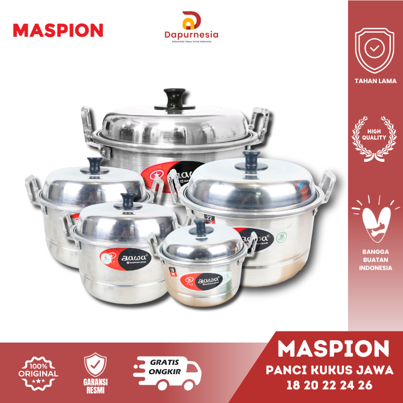 Maspion Dandang Kukusan Aluminium Jawa 18 20 22 24 26cm Panci Langseng Kukus + Sarangan - DN
