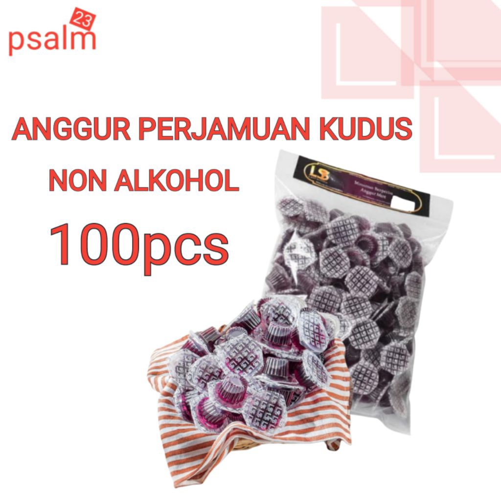 ANGGUR PERJAMUAN KUDUS CUP NON ALKOHOL TANPA HOSTI AYAT LAST SUPPER / LS ISI 100PCS