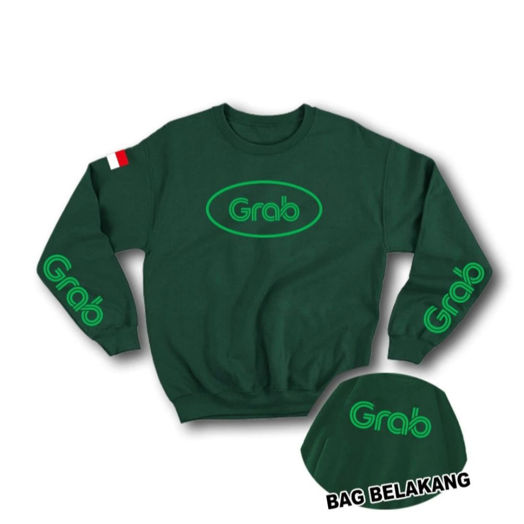 JAKET SWEATER GRAB TERBARU LOGO HIJAU / SWEATER GRAB / CREWNECK GRAB / JAKET PRIORITAS / JAKET TEBAL