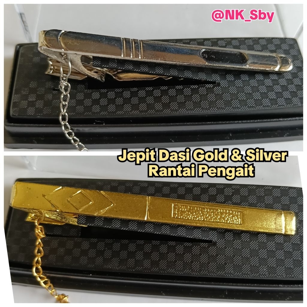 Jepit Dasi | Penjepit Dasi | Klip Dasi | Jepitan Dasi SILVER & GOLD Rantai Pengait