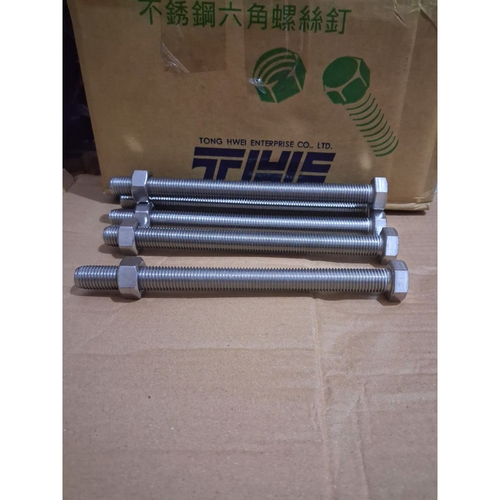 Baut mur stainless m8x110 kunci 13 Baut 12 panjang 11cm