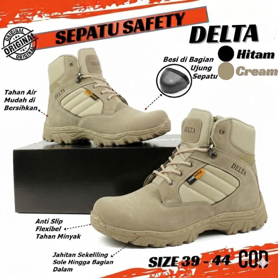 Sepatu Boot Safety Pria pendek Cordura Tactical Boots Zipper Ujung Besi Hiking Gunung Pria Original 