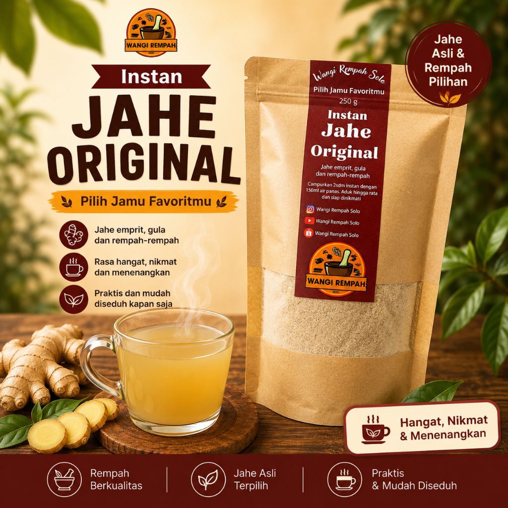 JAHE INSTAN MURAH BERKUALITAS | Jahe Instan |  Jahe Instan Original | 12x Minum | Jahe Instan 250g