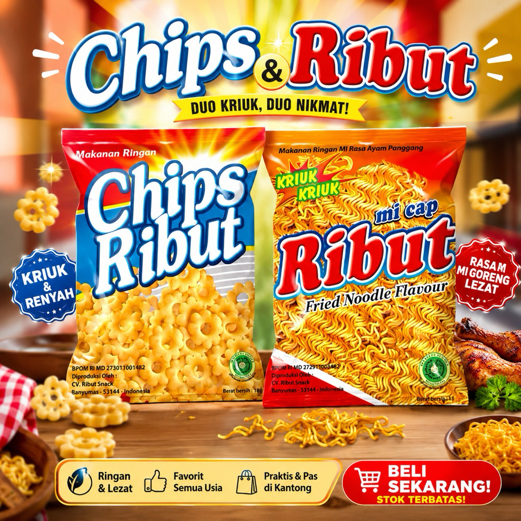 Ribut Snack Jadul Ribut Mie Chips Ribut Chips (20 pcs)