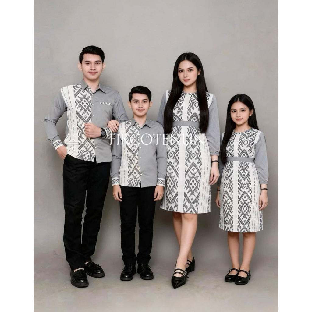 Couple Keluarga Tenun Shima 01 - Sarimbit Keluarga Tenun - Kemeja Tenun Pria & Dress Tenun Wanita Mo