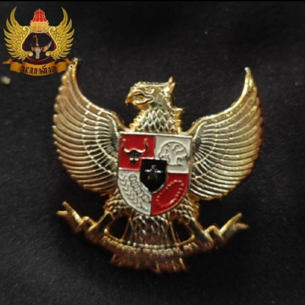 Bross Pin Logo Garuda Pancasila Bahan Full Kuningan Sepuh Emas