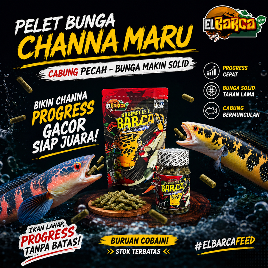 PELET BUNGA SHRIMPELET BARCA pemecah cabung bunga solid channa maru YS RED plus Melanin Guanin 30g