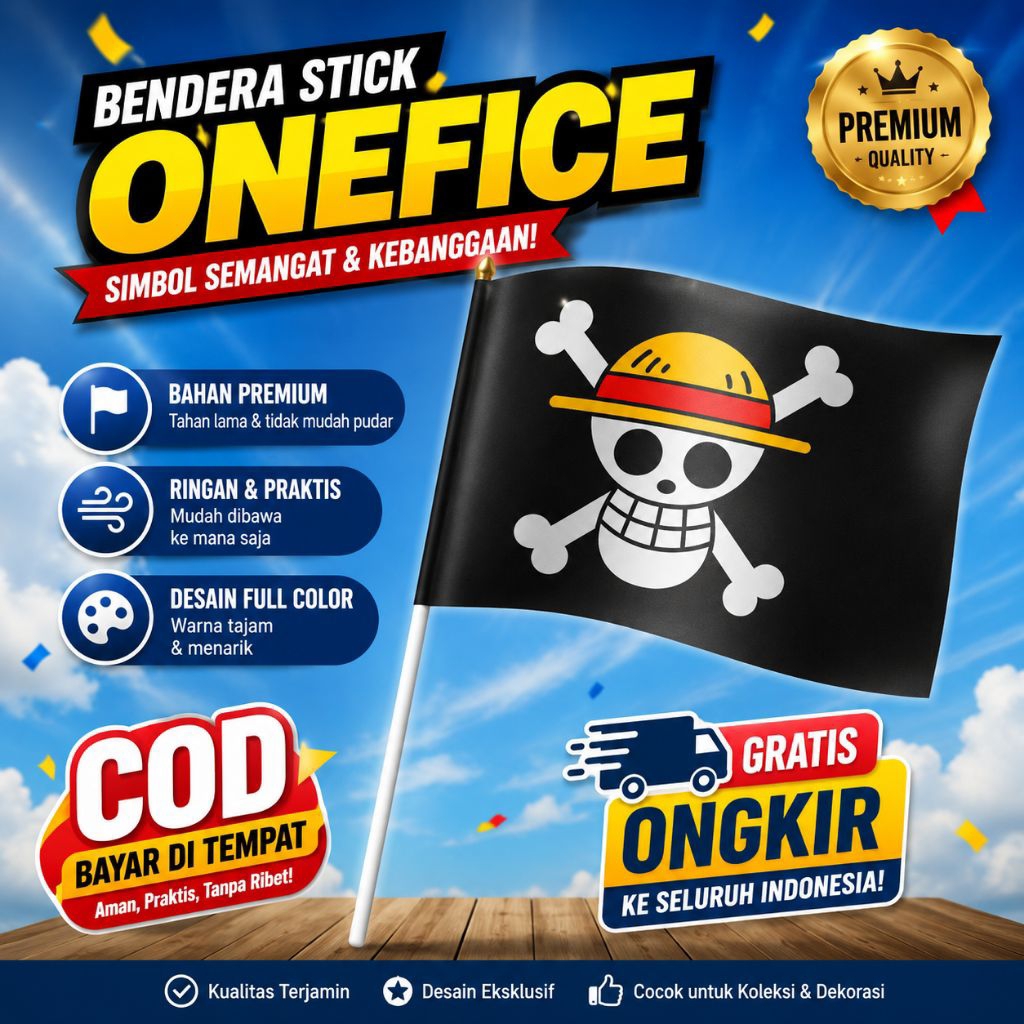 bendera tangan one piece bendera one piece kecil isi 20pcs
