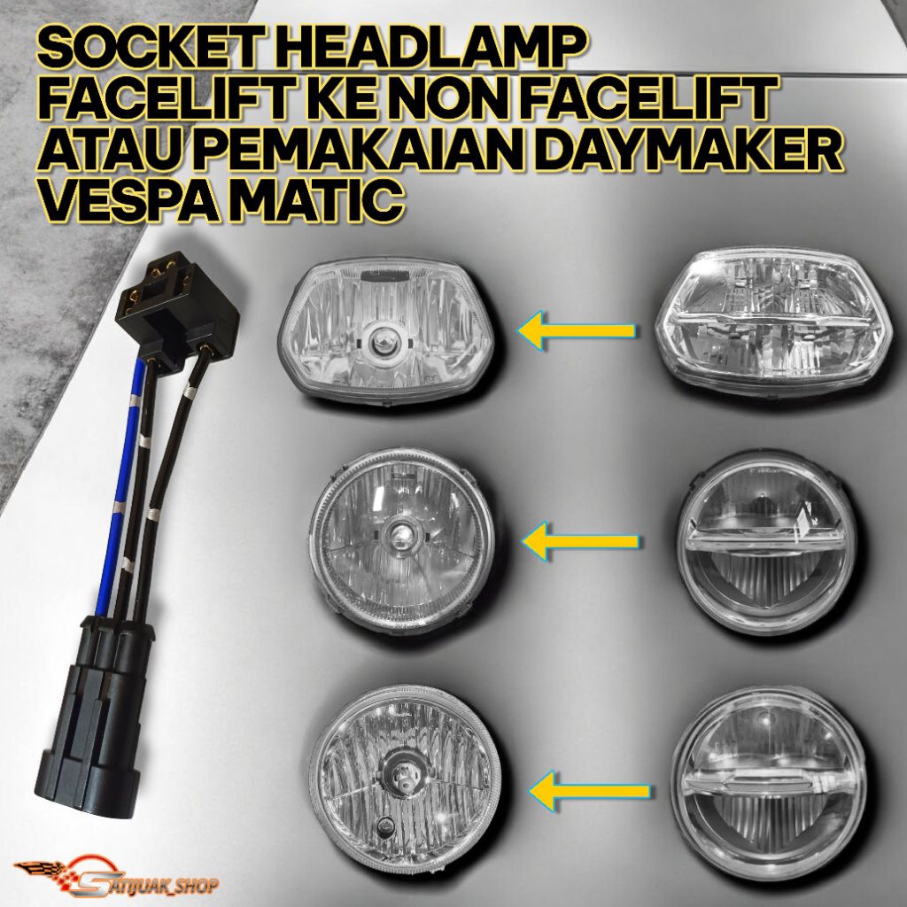 KABEL SOCKET HEADLAMP VESPA MATIC 3V KE IGET FACELIFT KE NON FACELIFT KABEL SOCKET FITTING DAYMAKER 