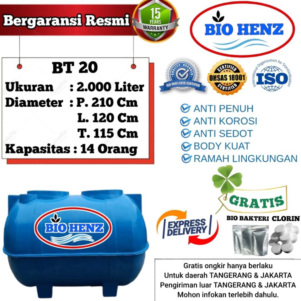 TANKI SEPTICTANK , IPAL , STP BIOTANK 2000L /BIOFILL/BIOTECH Ramah Lingkungan