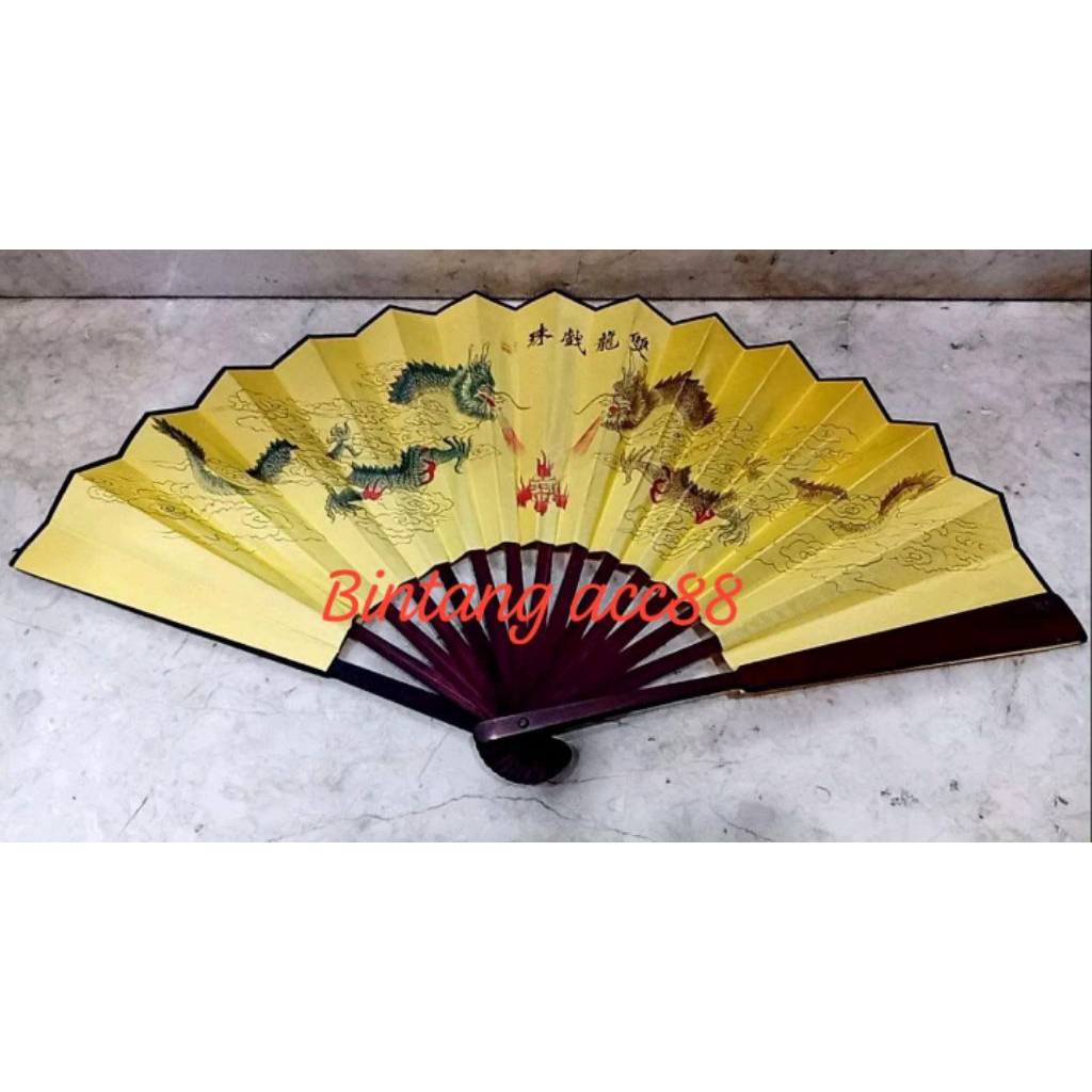 kipas china fengshui motif 2 naga