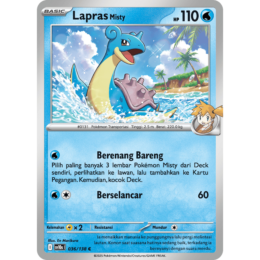 Lapras Misty C sv10s Kehadiran Juara Pokemon TCG Indonesia