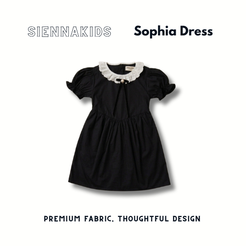 Sienna Kids - Sophia Glamour Black Dress (6 bulan - 10 Tahun) | Dress Anak Hitam Perempuan Lucu Vint