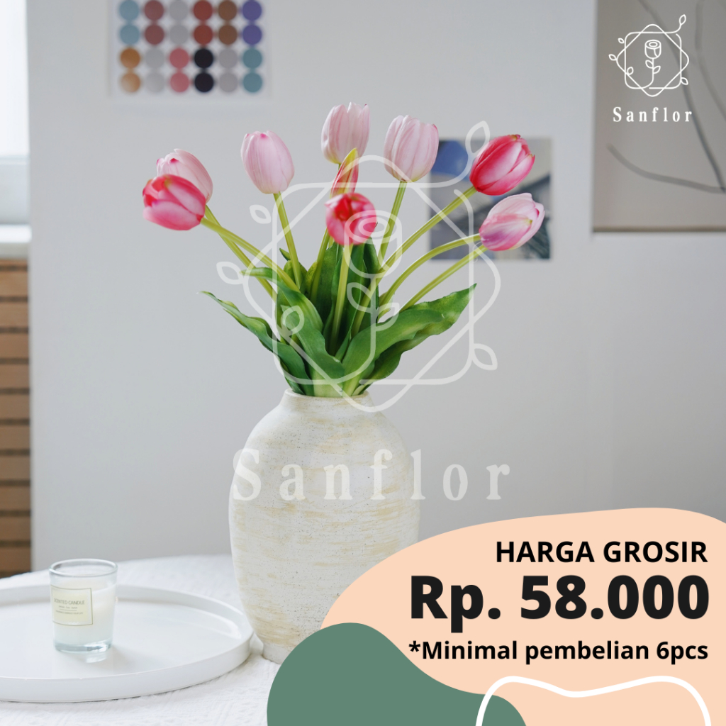 rebel heartsx SPRING TULIP/ BUNGA ARTIFICIAL TULIP LATEX REALTOUCH/ HIASAN PELAMINAN/ DEKORASI