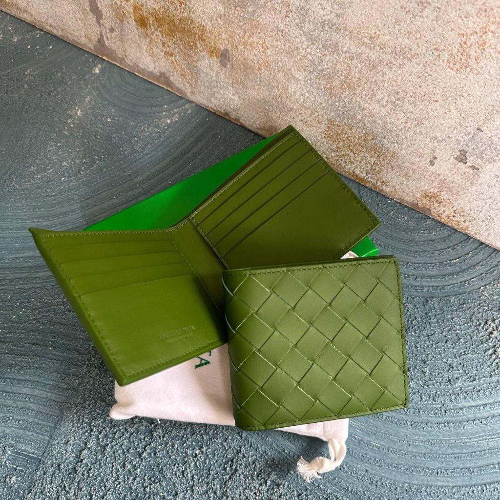 Bottega Bifold Intrecciato Wallet Dark Green