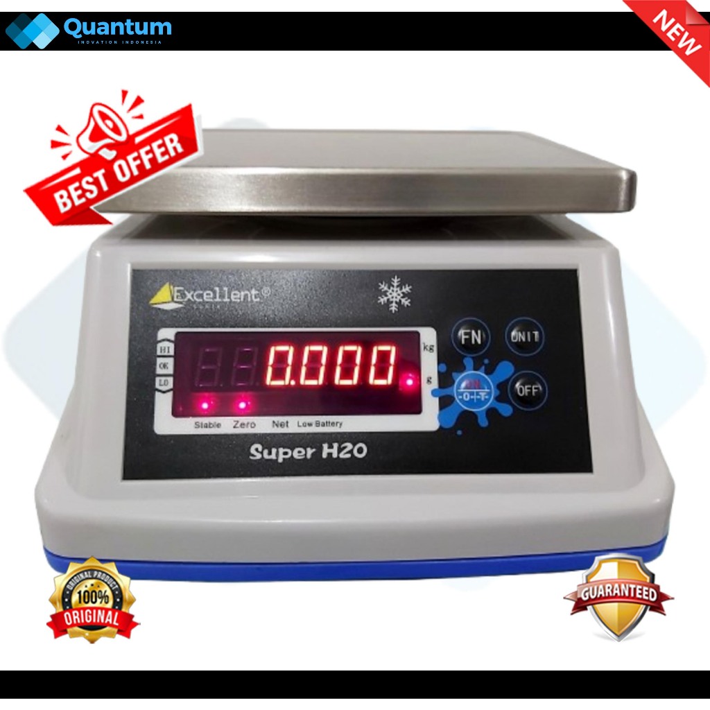 TIMBANGAN DIGITAL WATERPROOF | EXCELLENT SUPER H20 3KG 6KG 15KG 30KG - SUPER H2O 3KG