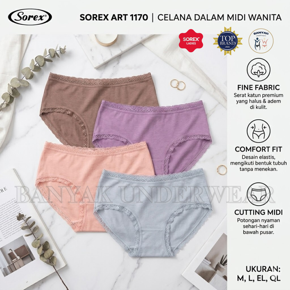 Sorex CD Celana Dalam Wanita Renda Cutting Mini Katun 3-6 Pcs M L EL QL