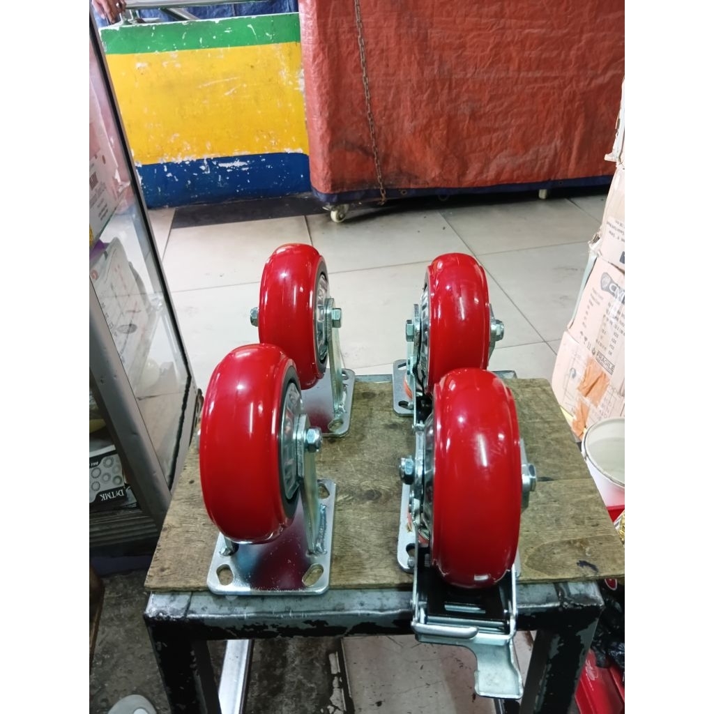 Roda pu hd 6inch 2hidup 2mati MURAHHH roda troli 6"