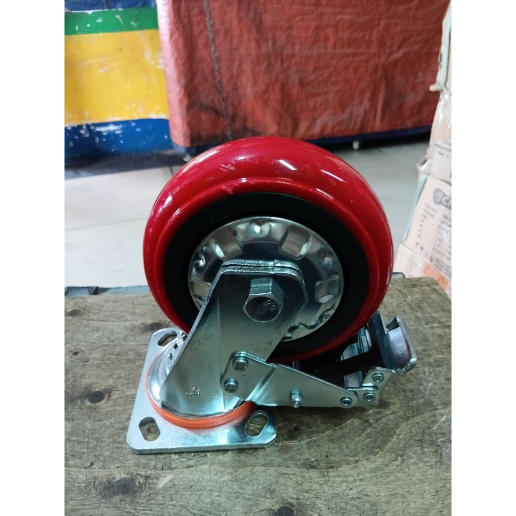 Roda pu hd 6inch rem MURAHHH roda troli 6"