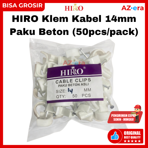 Klem Kabel 14mm HIRO Paku Beton Isi 50pcs Cable Clip Penjepit Kabel Dinding