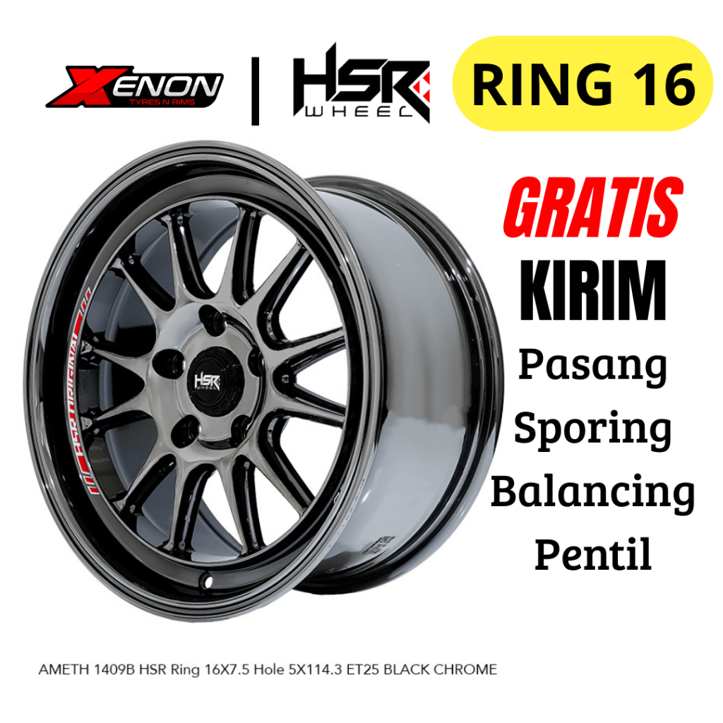 VELG HSR AMETH BLACK CHROME RING 16 LOBANG 5 BISA MOBIL RUSH TERIOS INNOOVA DLL VELG RACING ENKEI