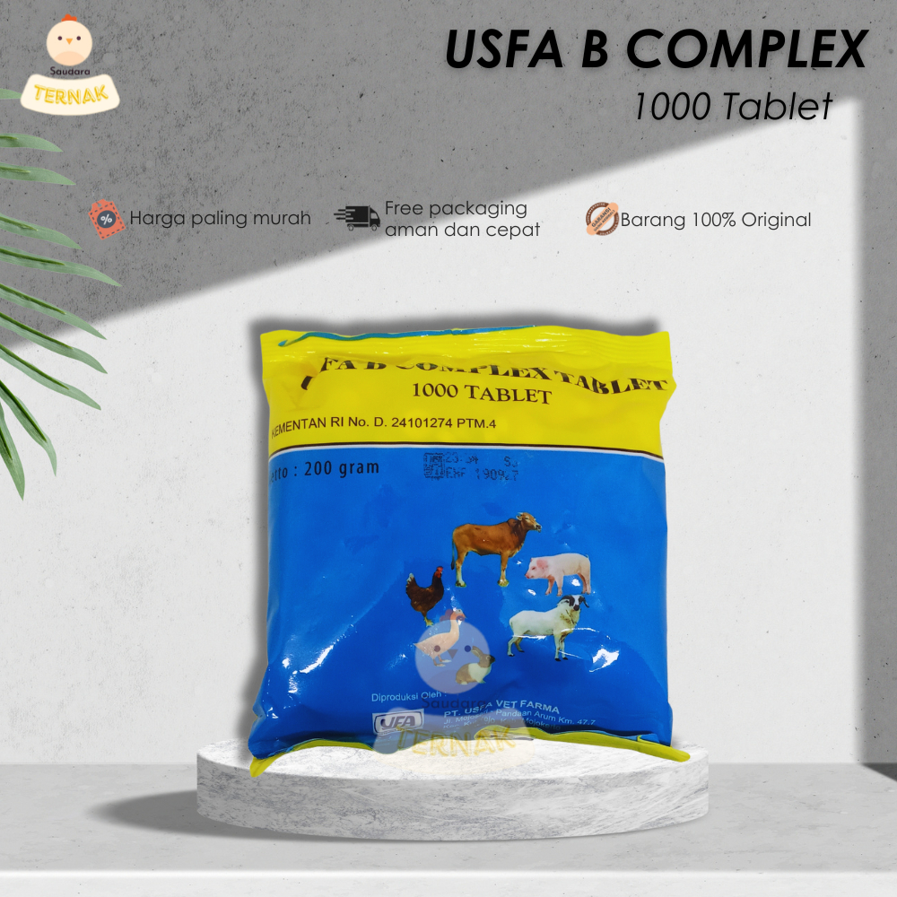 USFA B Complex Tablet isi 1000 Vitamin B Kompleks Hewan Ayam Kambing Sapi