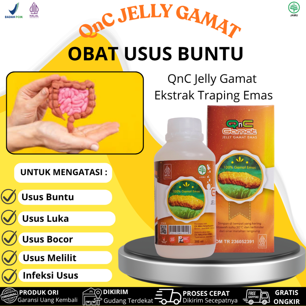 QnC Jelly Gamat Untuk Sakit Usus Buntu, Usus Melilit, Radang Usus Buntu, Usus Turun, Usus Besar, Usu