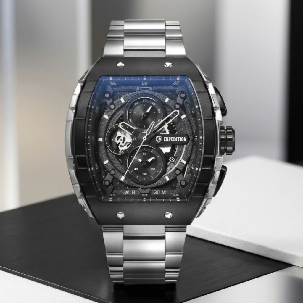 Expedition 6782 Black Silver Rantai Pria Original