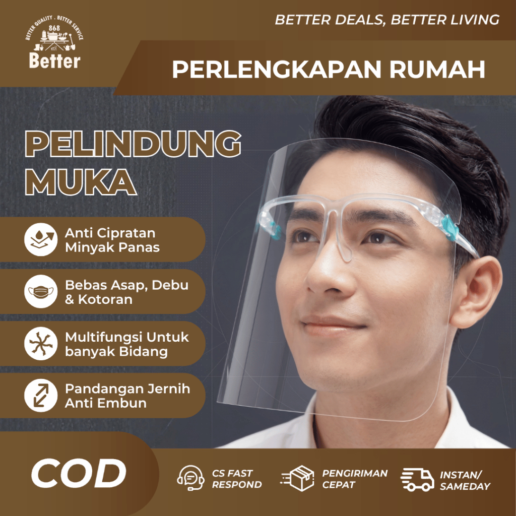 Pelindung Wajah Transparan Untuk Dapur Mika Refil Kacamata Masak
