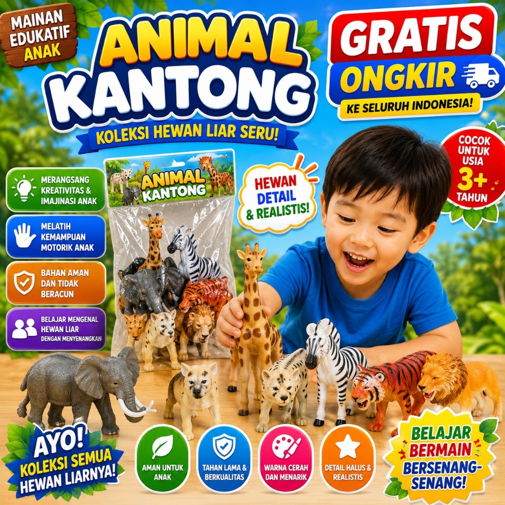 Mainan Animal Kantong Set Hadiah Cowok Cewek Beraneka warna - animal figure - animals - animal toys 