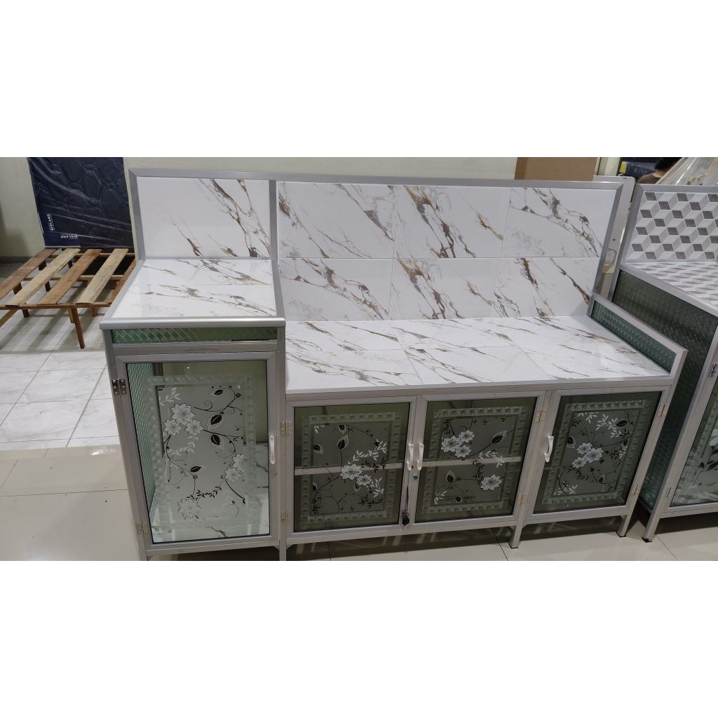 meja kompor kaca 4 pintu