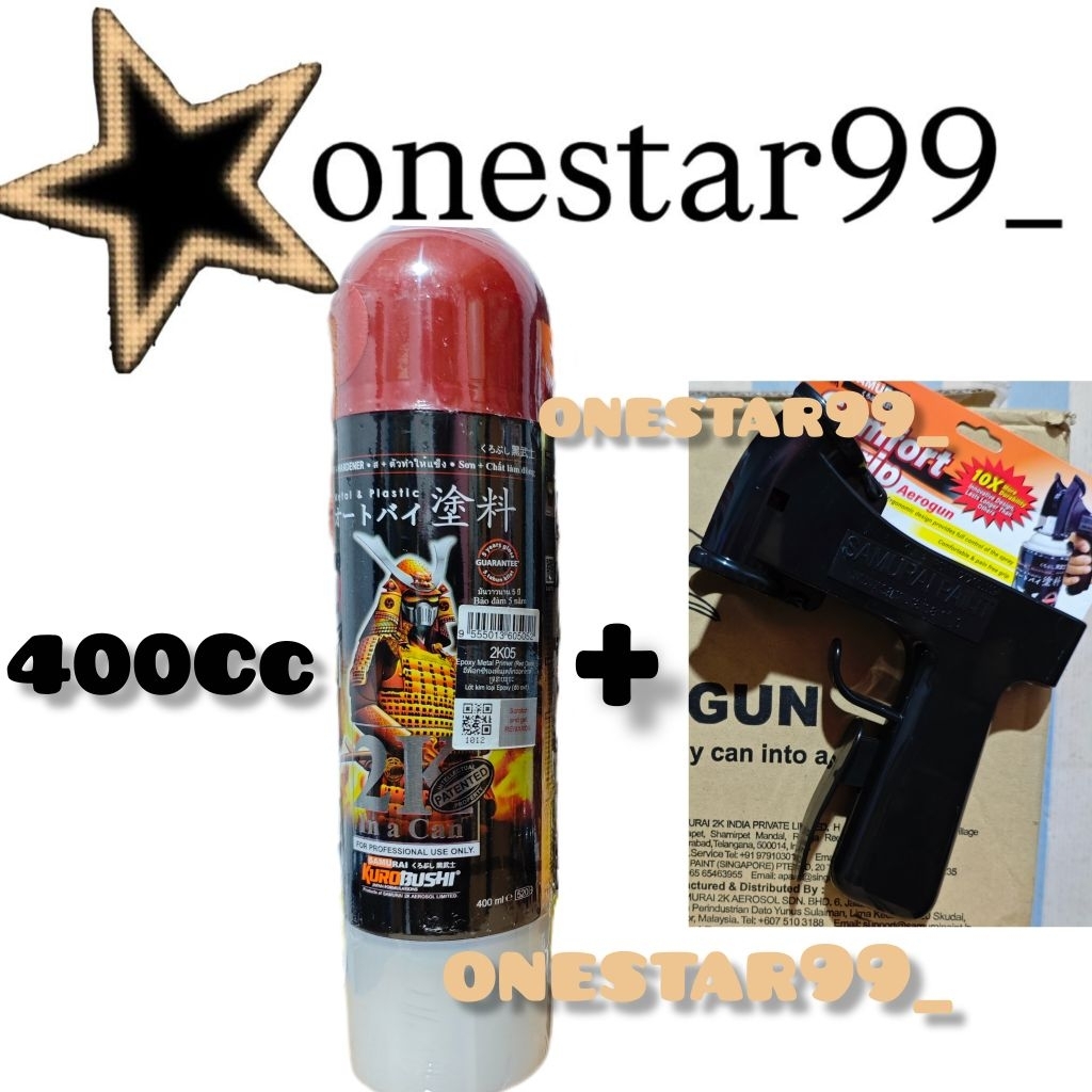 Pilok Pylox Cat Samurai 2K05 Epoxy Metal Primer Red Oxide Merah Bonus Free Spray Gun Glossy Mengkila