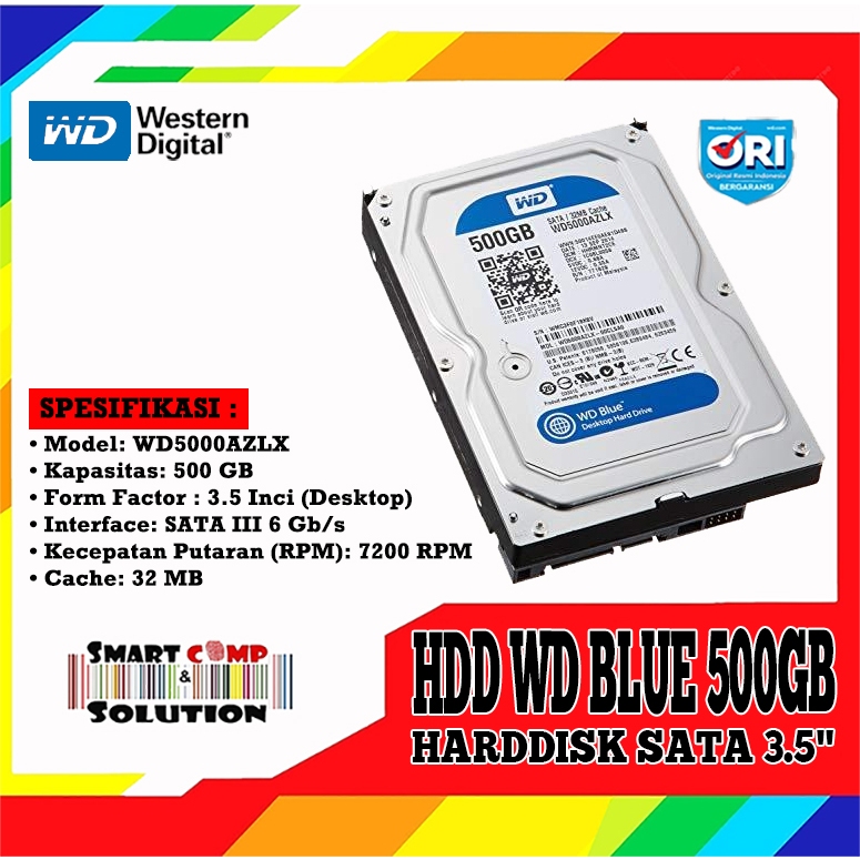 Harddisk WD Blue 500GB 1TB 2TB 7200RPM 3.5" SATA III - HDD Internal PC Komputer