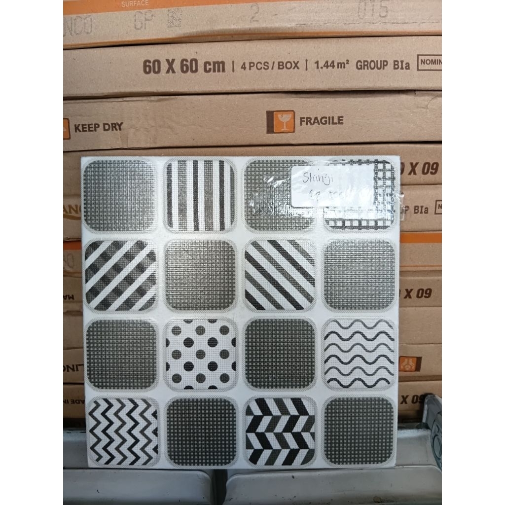 Keramik Lantai Kamar Mandi Kasar Emboss UNO Shinji Grey