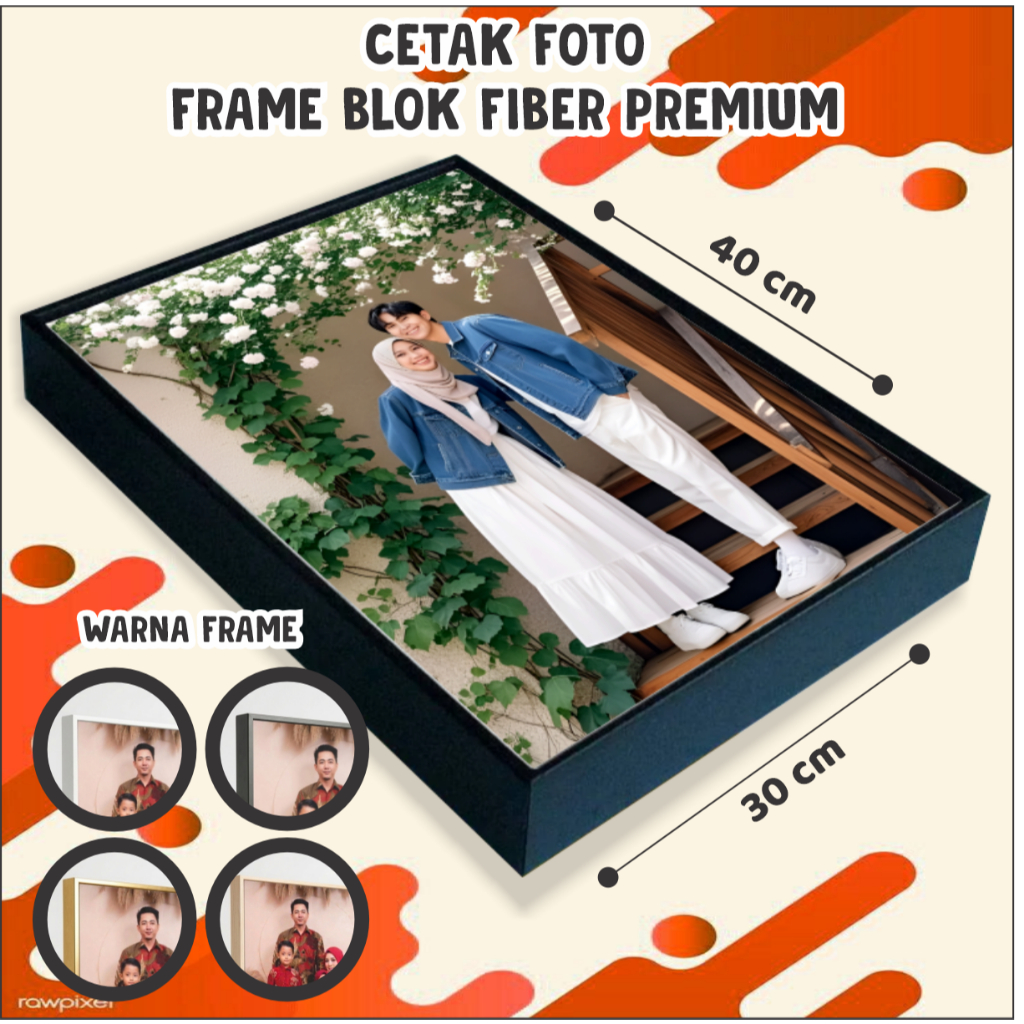 CETAK FOTO 30x40  + BINGKAI LAMINASI FRAME FOTO BLOK - KANGFRAME - 12R 30X40