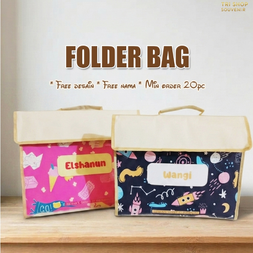 Tas folder bag souvenir gambar printing castem. Free desain gambar