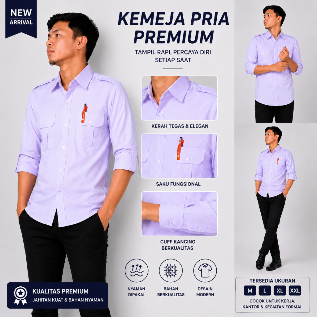 Kemeja putih pria lengan panjang / Kemeja putih polos pria / Kemeja pdl putih / kemeja pria big size