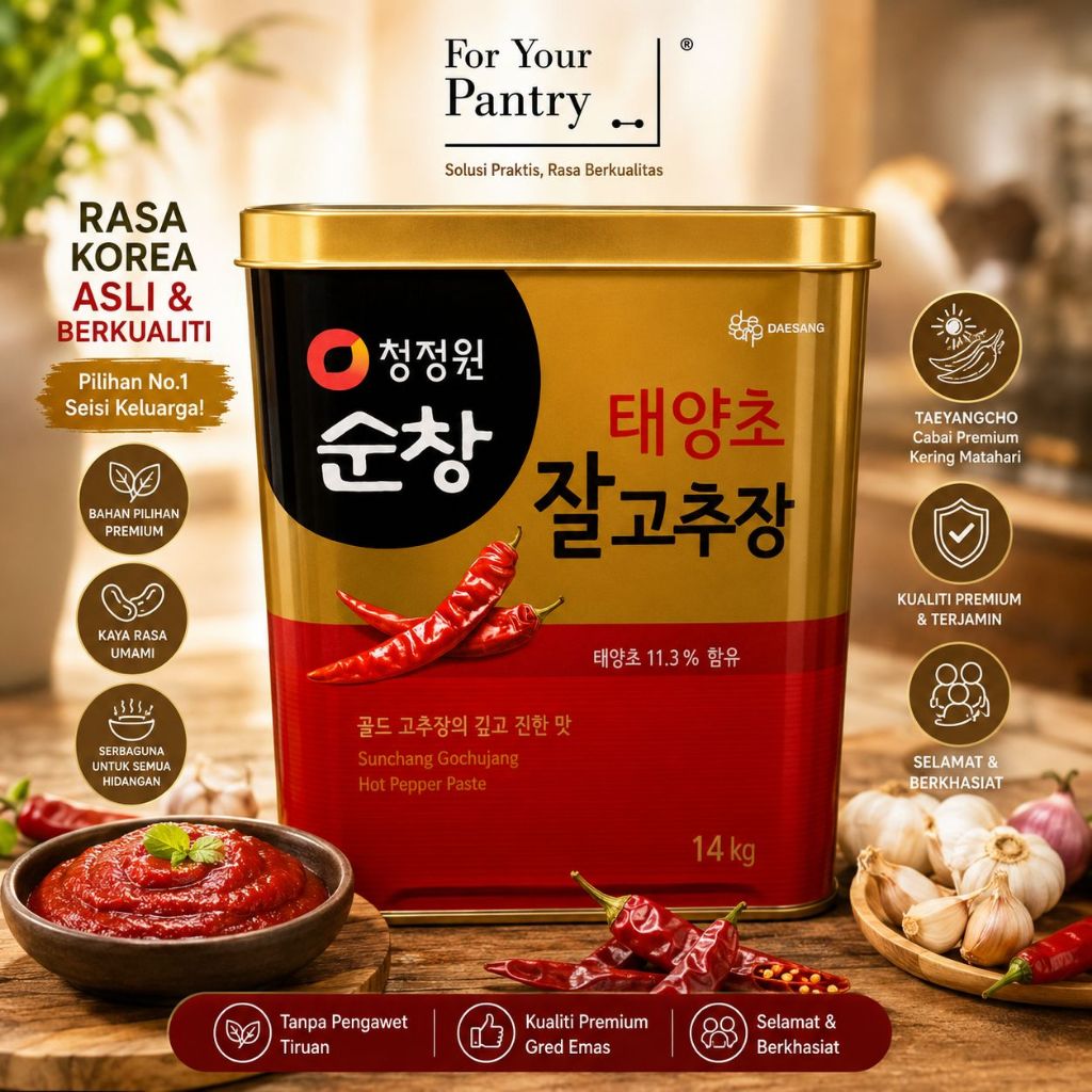 Daesang Sunchang Gochujang 14kg | Korean Hot Pepper Paste Premium | Pasta Cabai Korea | Gochujang Ko
