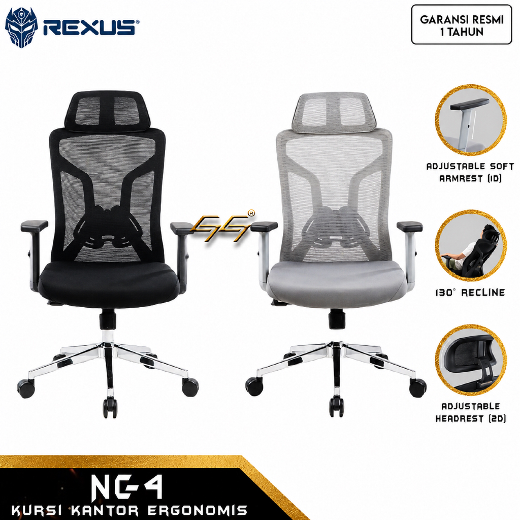 Kursi Ergonomis Rexus NC4 NC-4 NC 4 Mesh Office Chair Adjustable Kursi Kerja Kantor Nyaman
