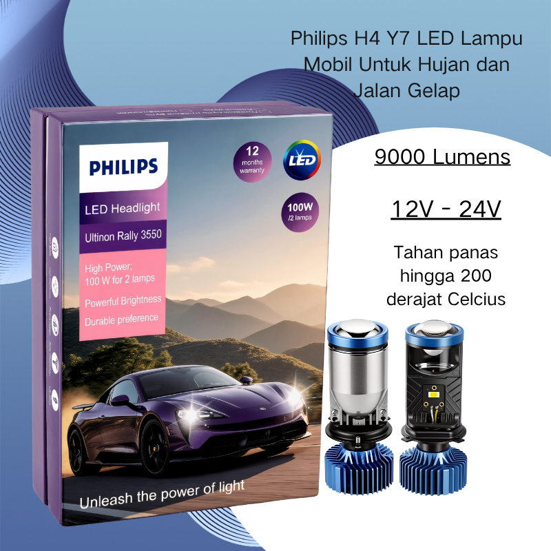 Philips H4 Y7 LED Untuk Upgrade Pencahayaan Mobil Motor Soket H4
