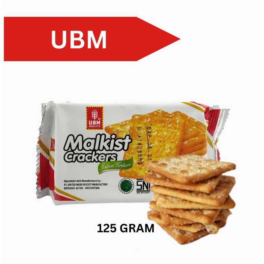 BISKUIT MALKIST CRACKERS GULA MANIS UBM 125 GRAM KREKERS BISCUIT