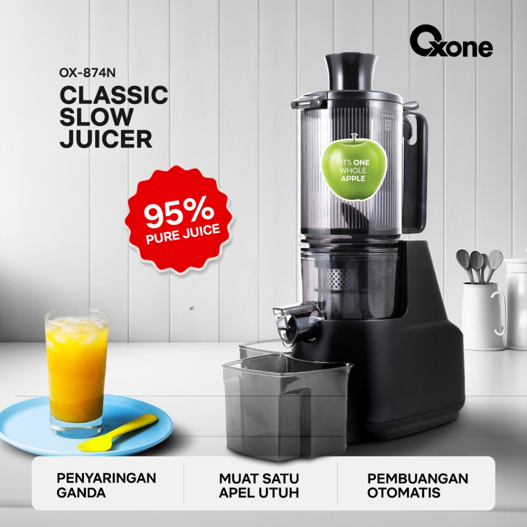 Oxone OX874N Classic Slow Juicer - Slow Juicer Buah 95% Nutrisi Terjaga | Cold Press Juice | Zero Me